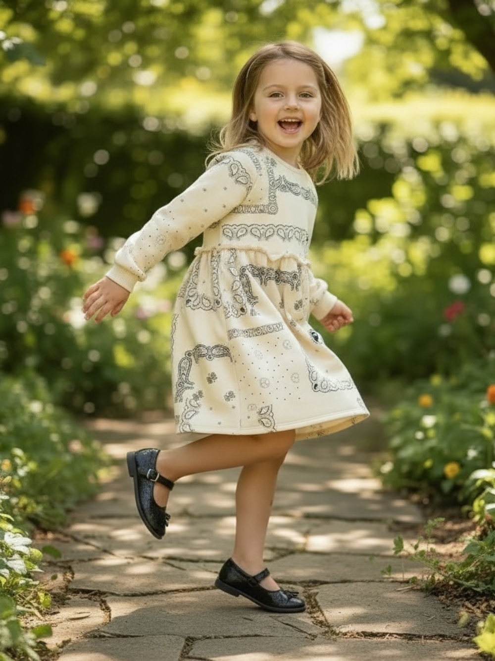 New 5T - Relaxed Fleece Dress Cream - Little Co. by Lauren Conrad